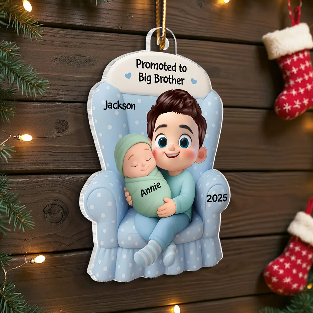 Personalized Acrylic Ornament Big Sister Promotion Gift Custom Baby Announcement Keepsake for Holiday Tree Decor