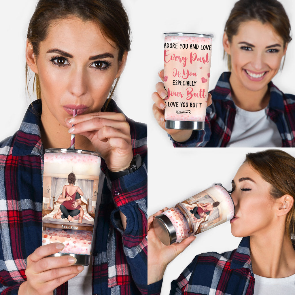 I Adore You And Love Every Part Of You - Personalized Couple Tumbler