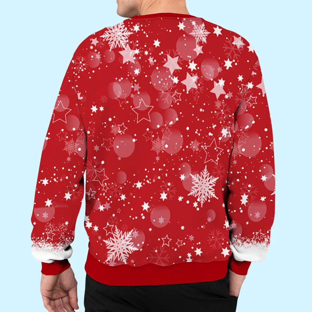 Grandpa Christmas Sweatshirt - Custom All-Over Print Santa, Festive Red, Cozy Winter Wear, A Unique Gift from Grandkids