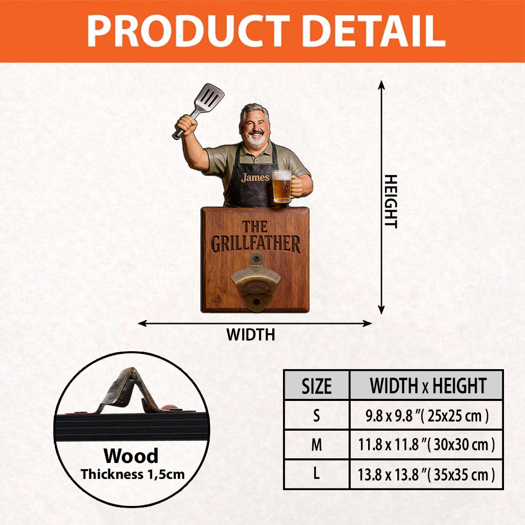 Grill & Brew - Personalized Father Wall Bottle Opener
