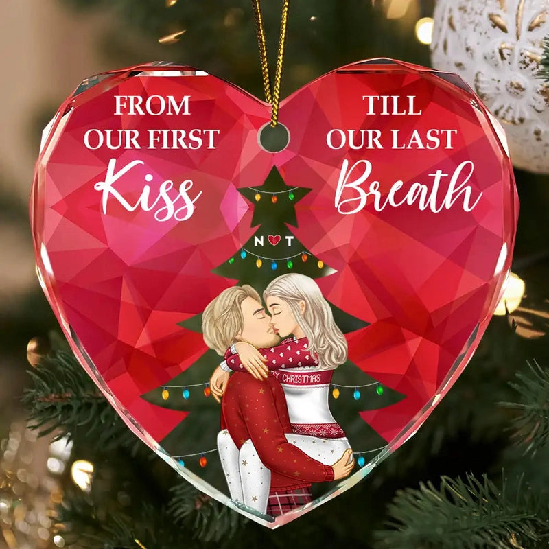 From Our First Kiss Till Our Last Breath Christmas Couple - Personalized Custom Shaped Keychain or Ornament or Poster or Plaque