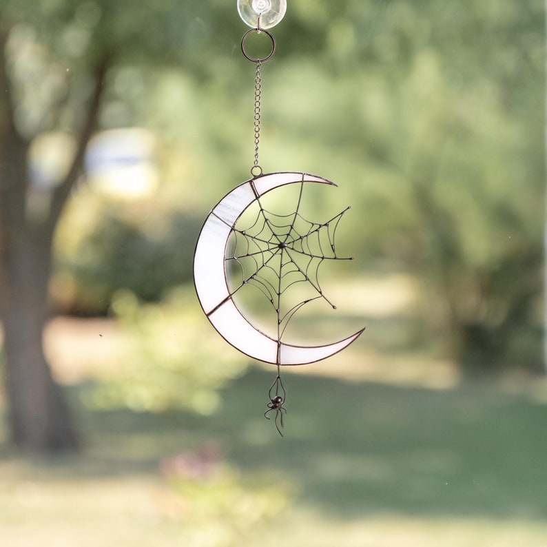 Halloween Spider Moon Suncatcher Halloween Window Hanging Suncatcher Ornament