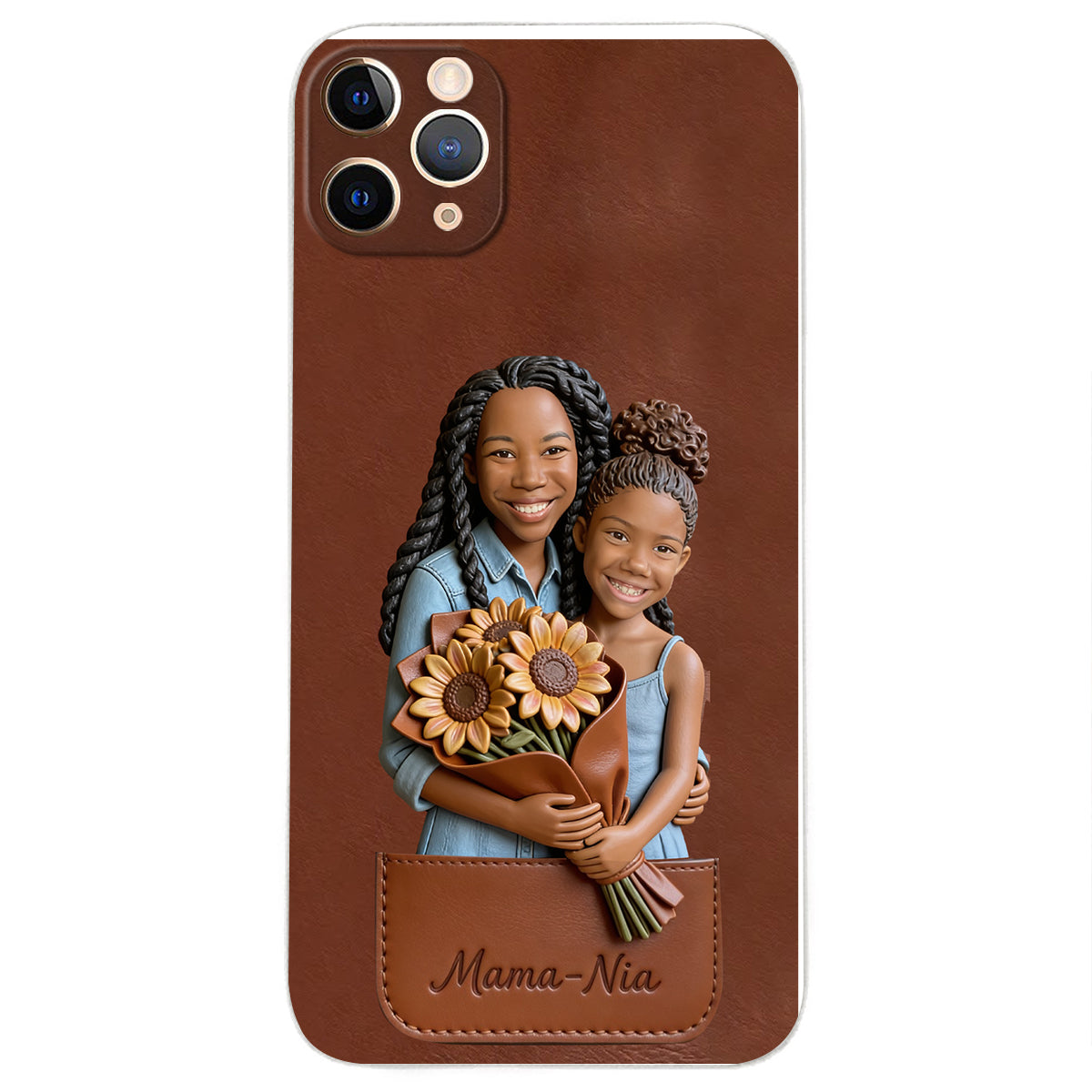 I Love You - Personalized Mother 3D Embossed Leather Phone Case