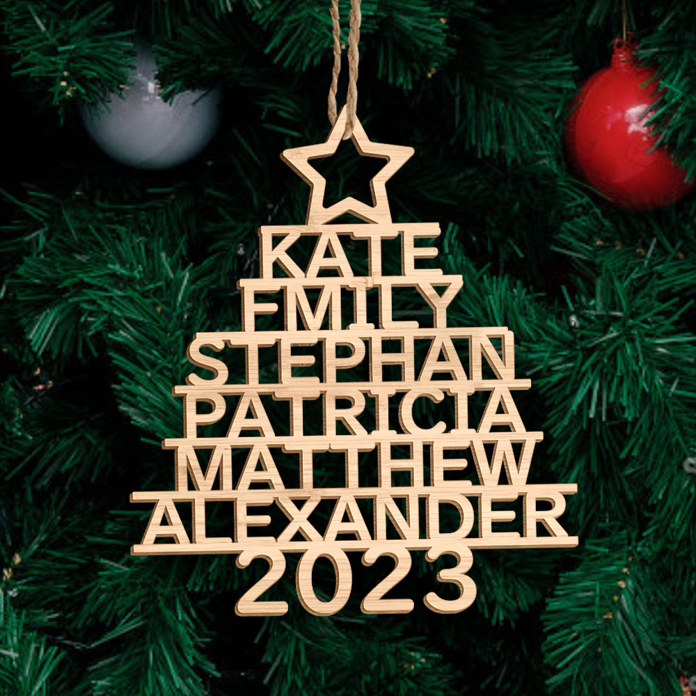 Any Name Christmas Tree - Personalized Family Any Name Christmas Tree Ornament