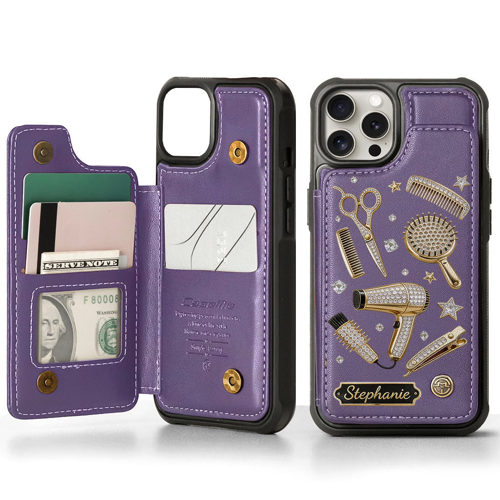 Hairdresser Scissors Salon Decor - Personalized Hairdresser Wallet Phone Case