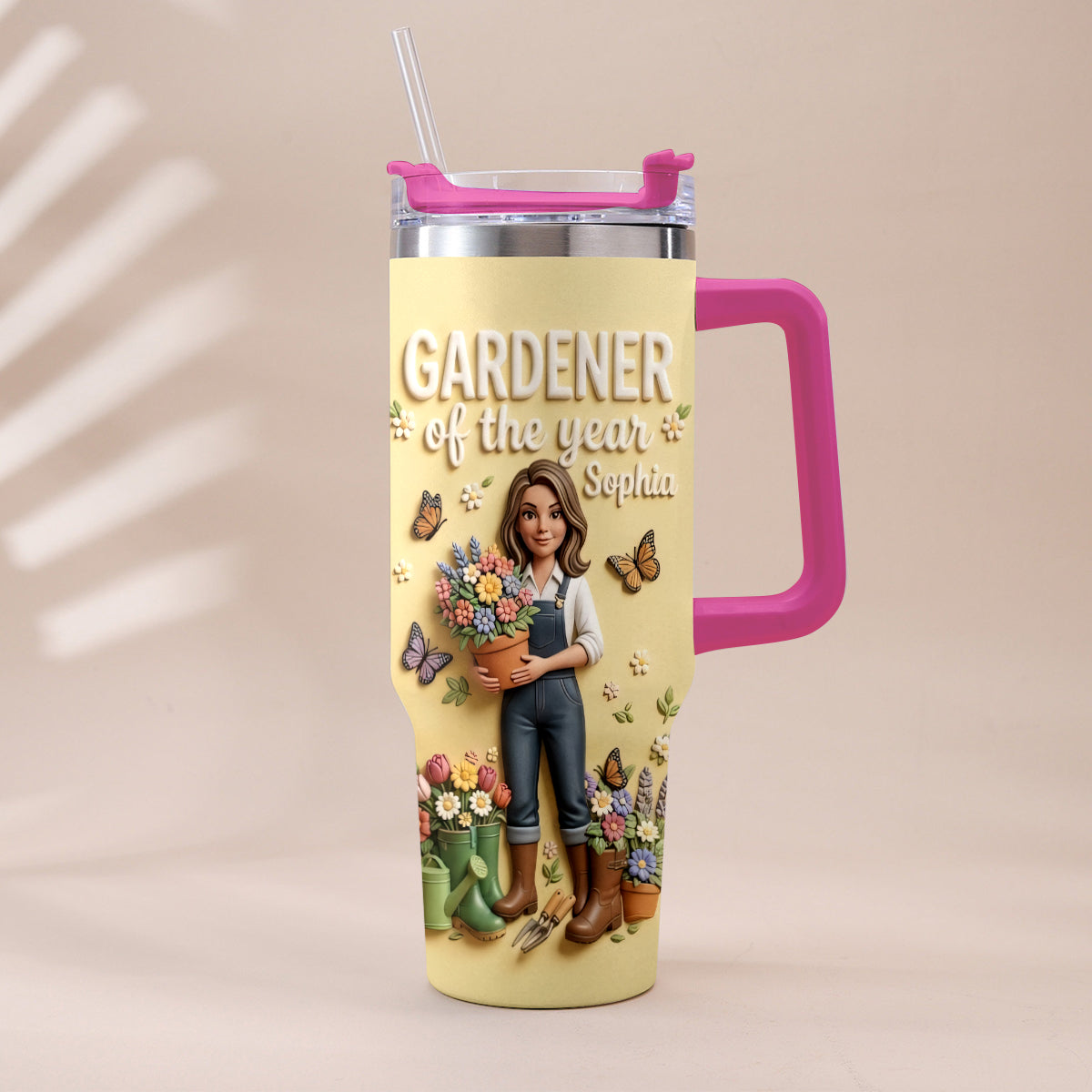 Gardener Of The Year - Personalized Gardening Tumbler With Plush Charm