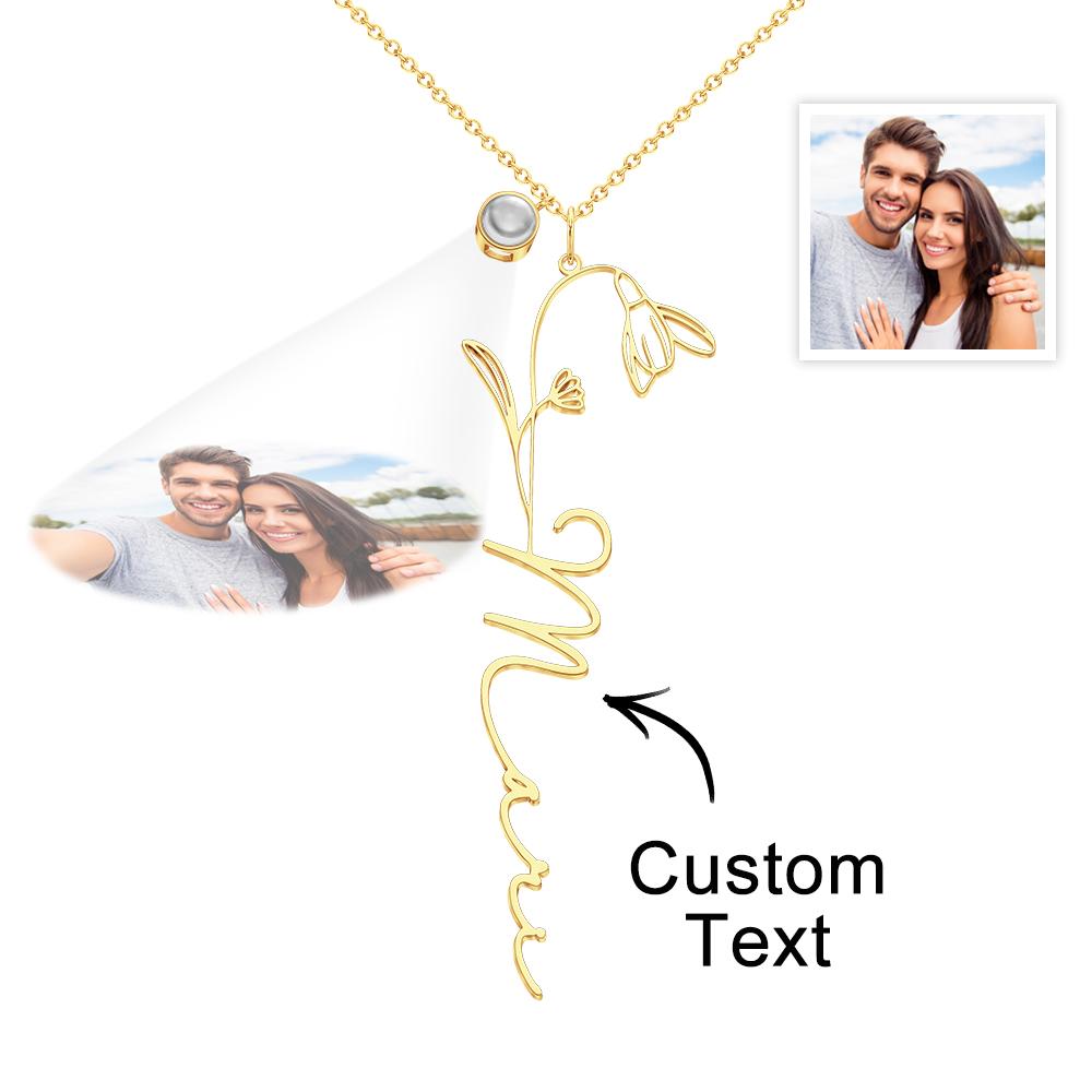 Birth Flower Photo Projection Charm - gift for anyone, who lost a loved one - Personalized Birth Flower Photo Projection Charm