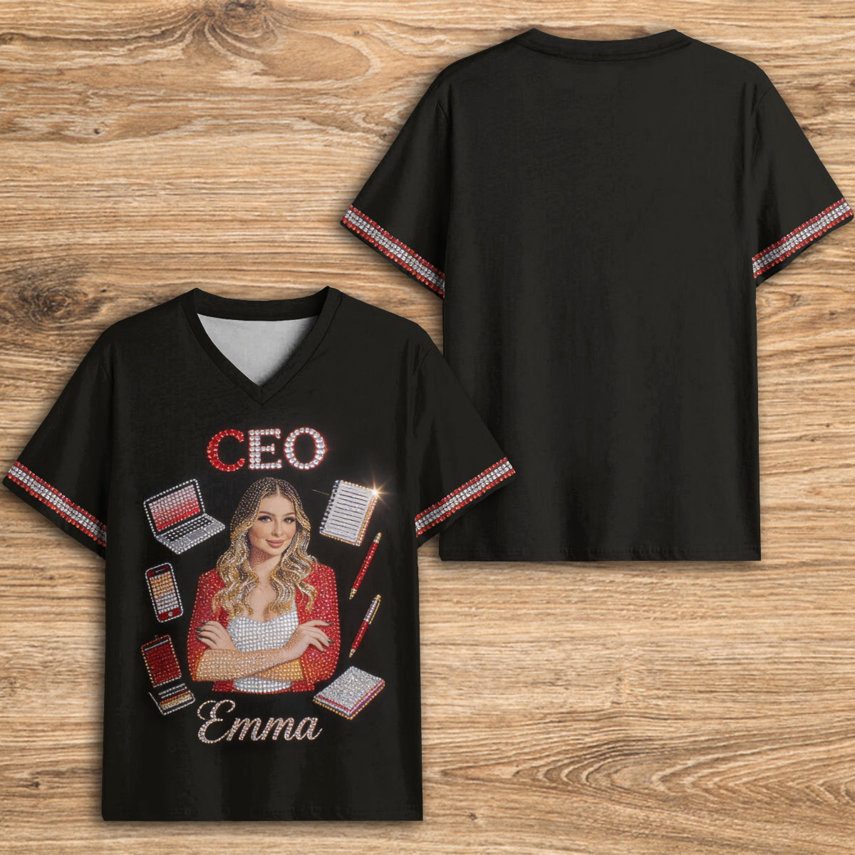 Custom Any Photo, Any Title - Personalized Colleague Fully Printed V-Neck T-Shirt
