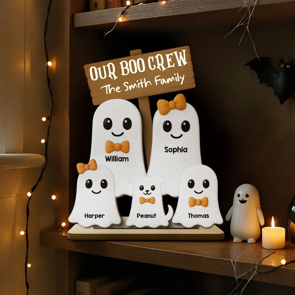 Custom Halloween 2-Layer Wooden Plaque with Ghost Figures