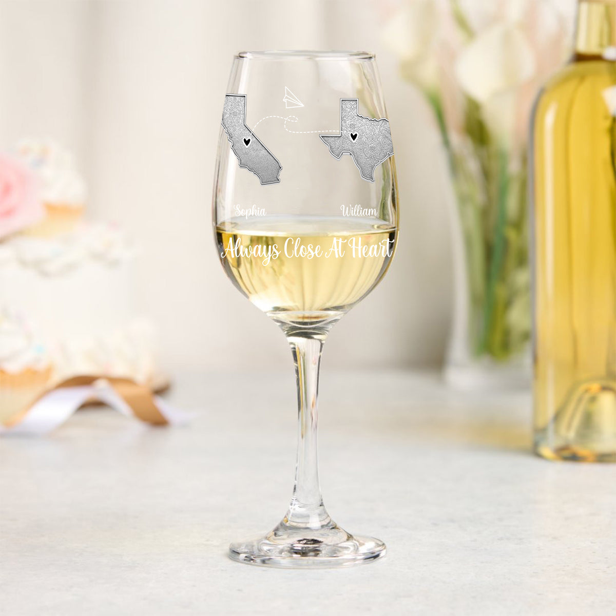 I Miss Your Face Custom Multi States Long Distance Relationship - Personalized Long Distance Wine Glass With Long Stem