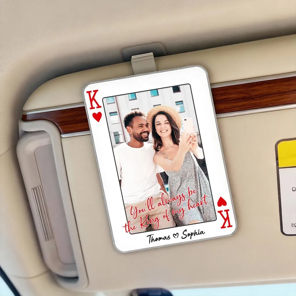 Personalized Acrylic Car Visor Clip Photo Card Couple Selfie Sweet Quote - Unique Romantic Gift for Him or Her