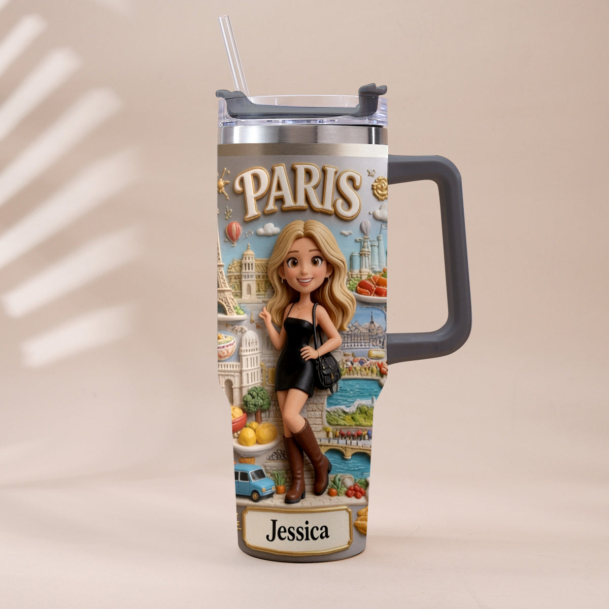 Just A Girl Who Loves Travelling - Personalized Travelling Tumbler With Handle