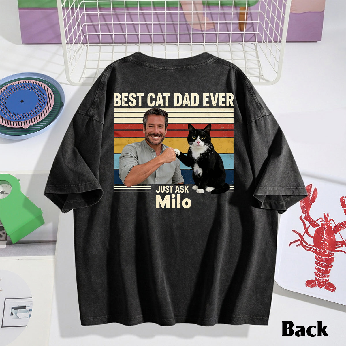 Best Cat Dad Ever - Personalized Cat Wash T-Shirt