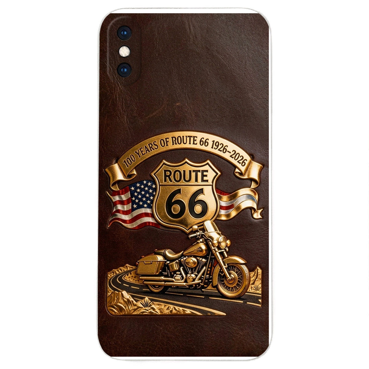 100 Years Of Route Personalized Gifts For Bikers - Personalized Biker 3D Embossed Leather Phone Case