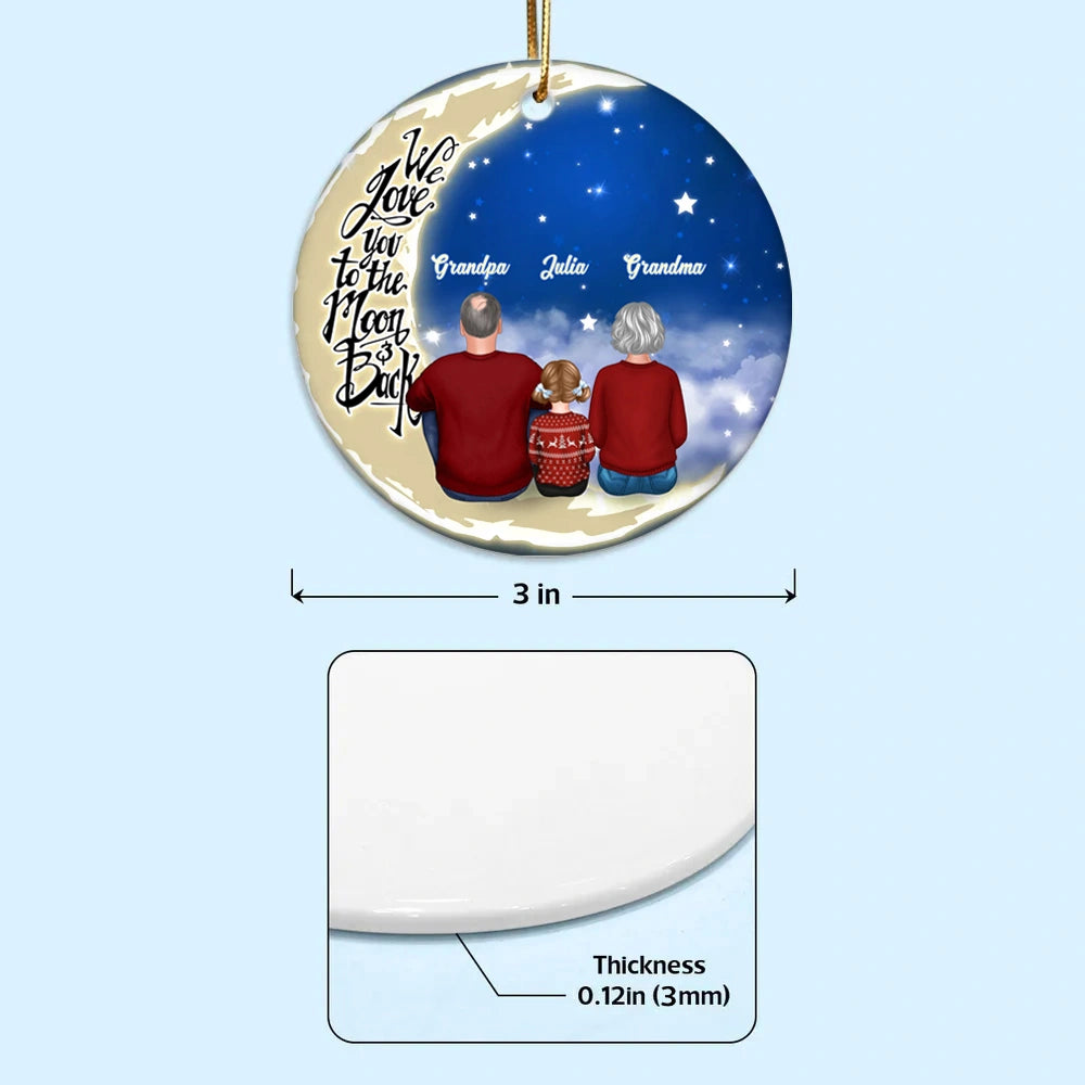 We Love You to the Moon & Back Custom Ceramic Ornament, Unique Grandparent Grandchild Holiday Gift & Home Decoration