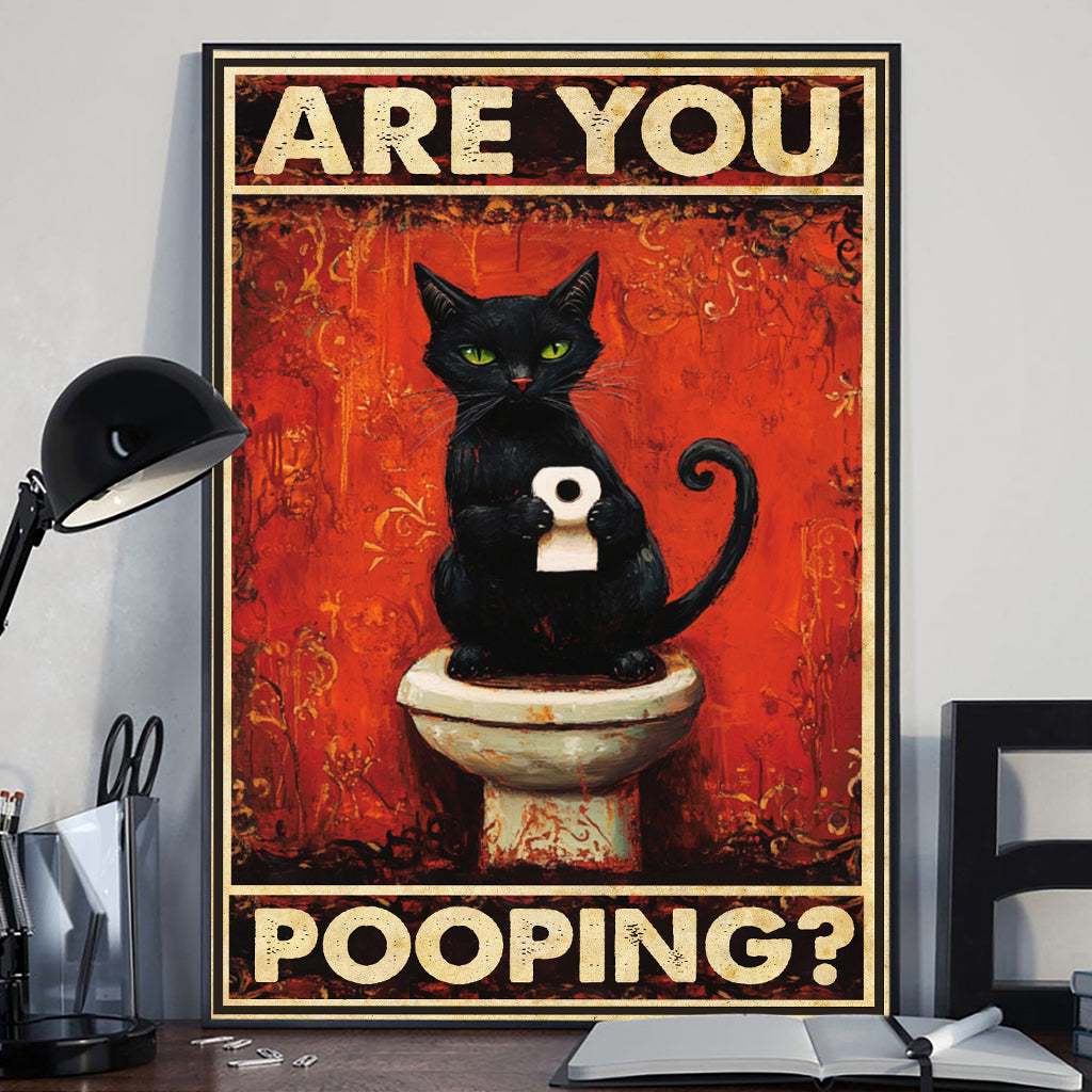 Are You P00ping? - Black Cat Canvas And Poster
