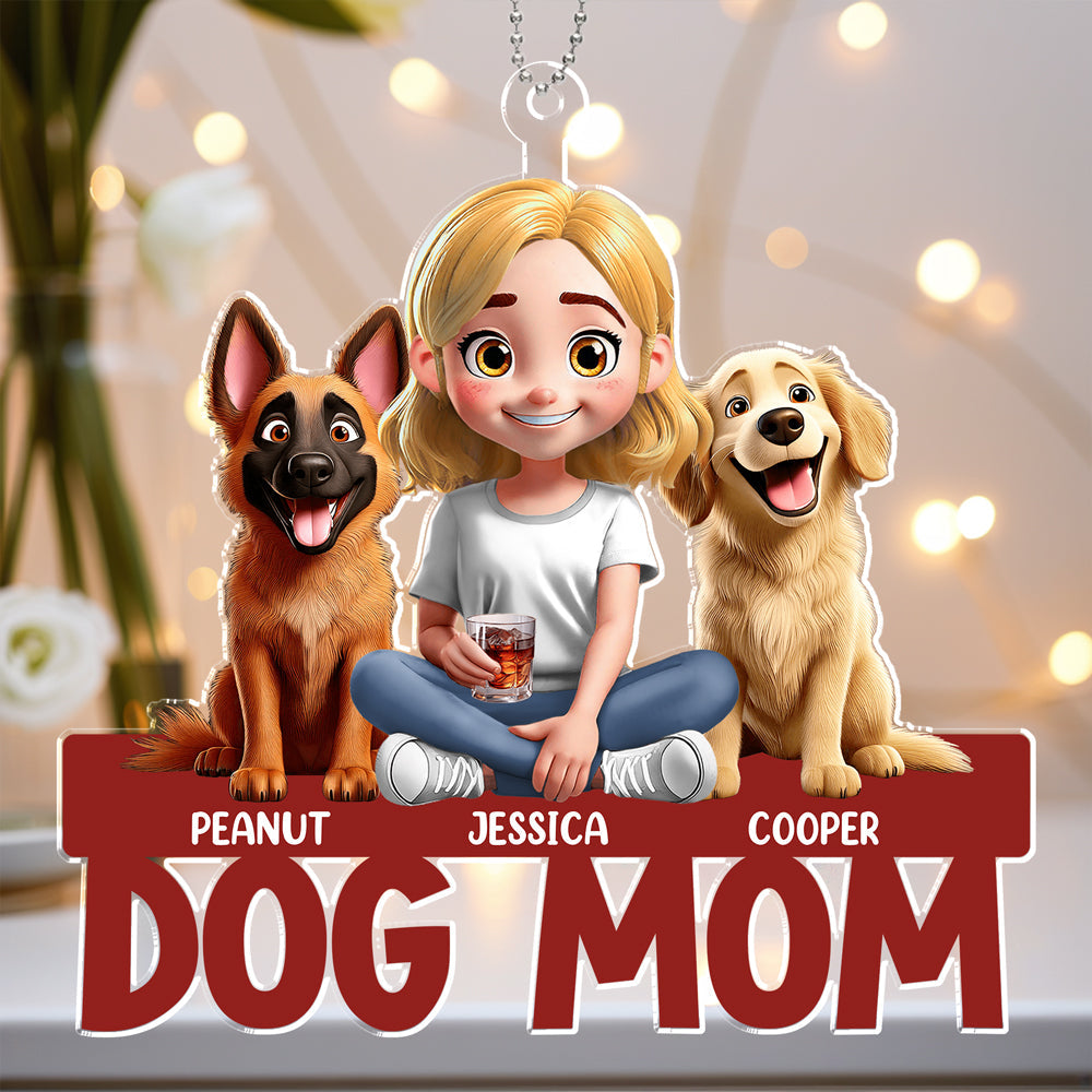 Personalized Dog Mom Acrylic Keychain - Custom Gift for Dog Lovers