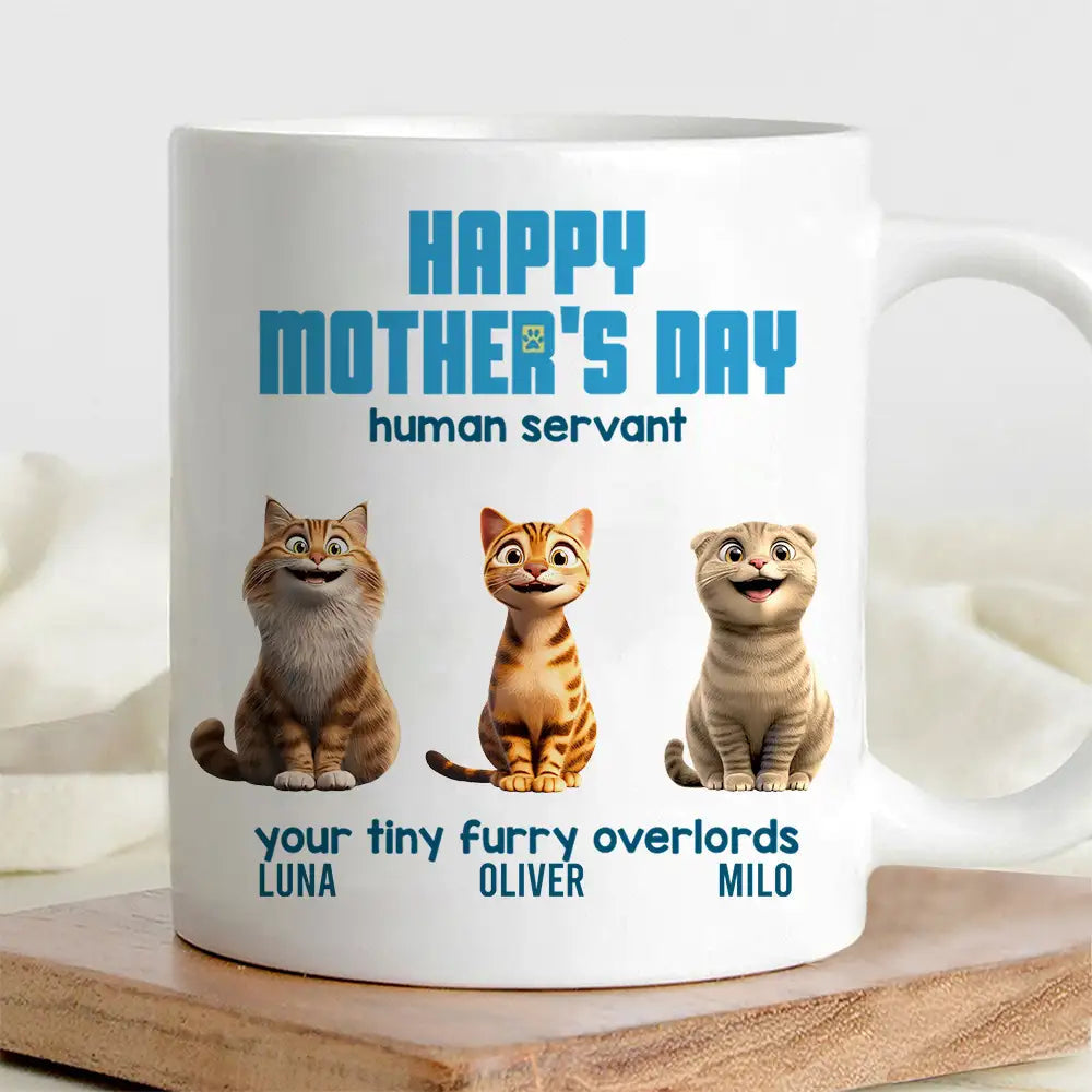Customizable Cat Mom Mug – ‘Happy Mother’s Day’ Ceramic Mug with Pet Names