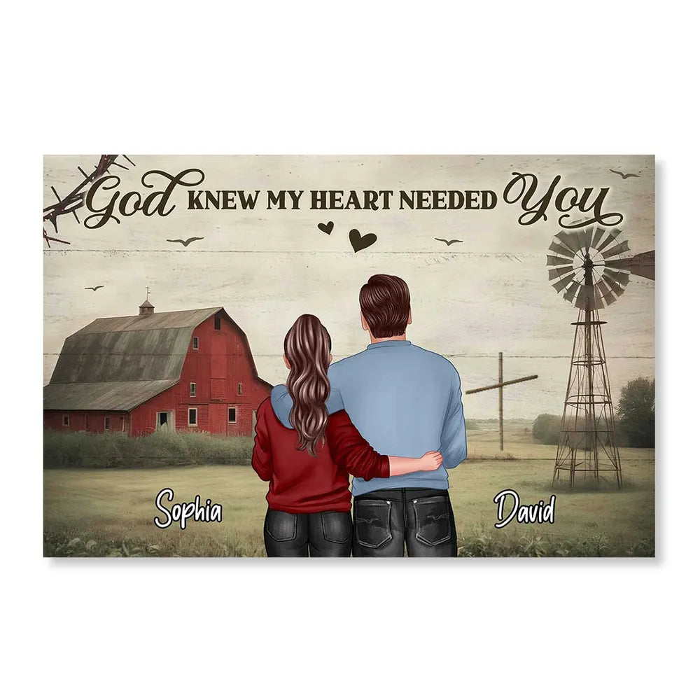 “God Knew My Heart Needed You” Custom Couple Poster Gift for Loved Ones