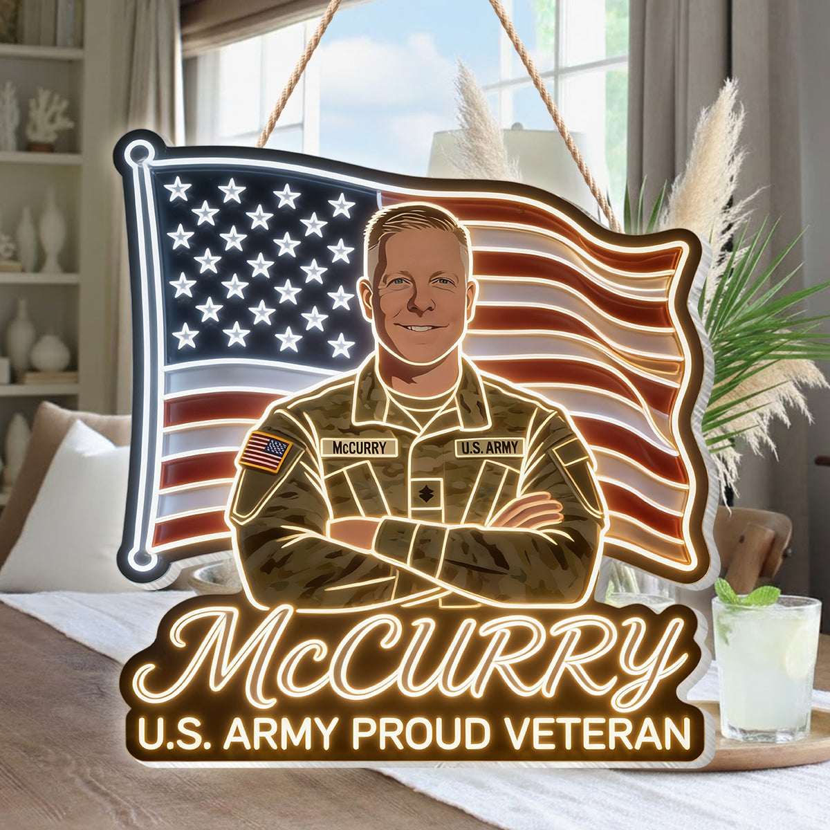 America Veteran - Personalized Veteran LED Light Acrylic Sign