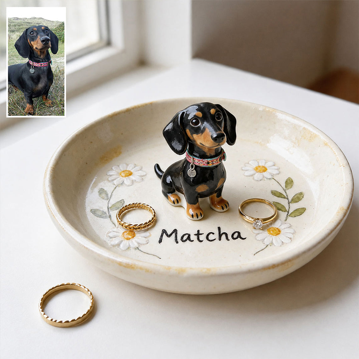 Daisy Garden - Personalized Dog Tray & Plaque Set
