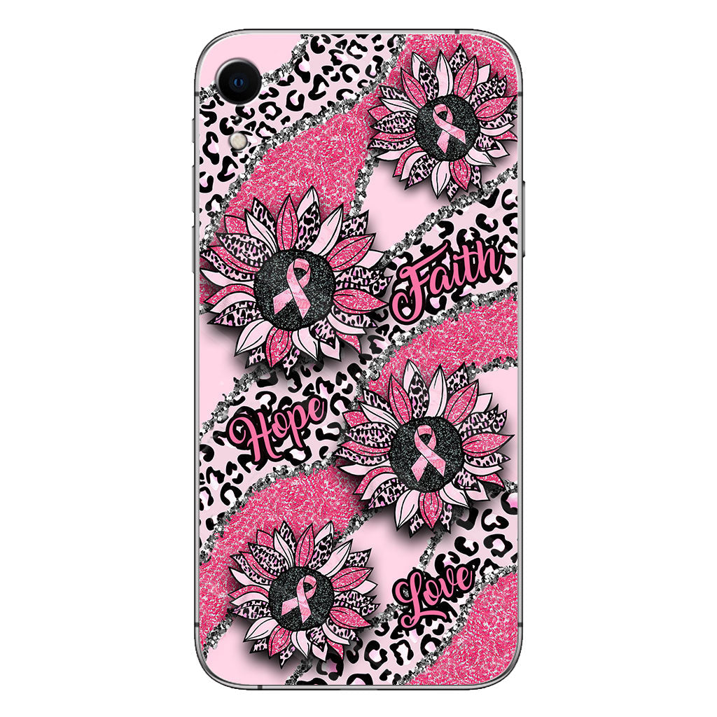 Faith Hope Love Wavy Pink Ribbon Leopard Sunflower Breast Cancer Awareness Phone Case