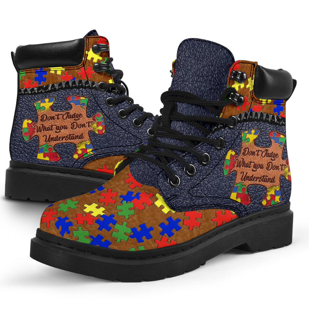 Don't Judge Autism Awareness All Season Boots 0622