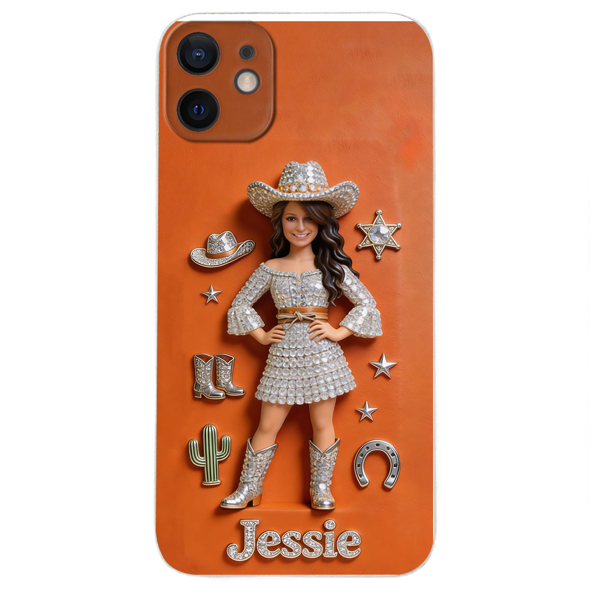 Cowgirl Spirit - Personalized Cowgirl 3D Embossed Leather Phone Case