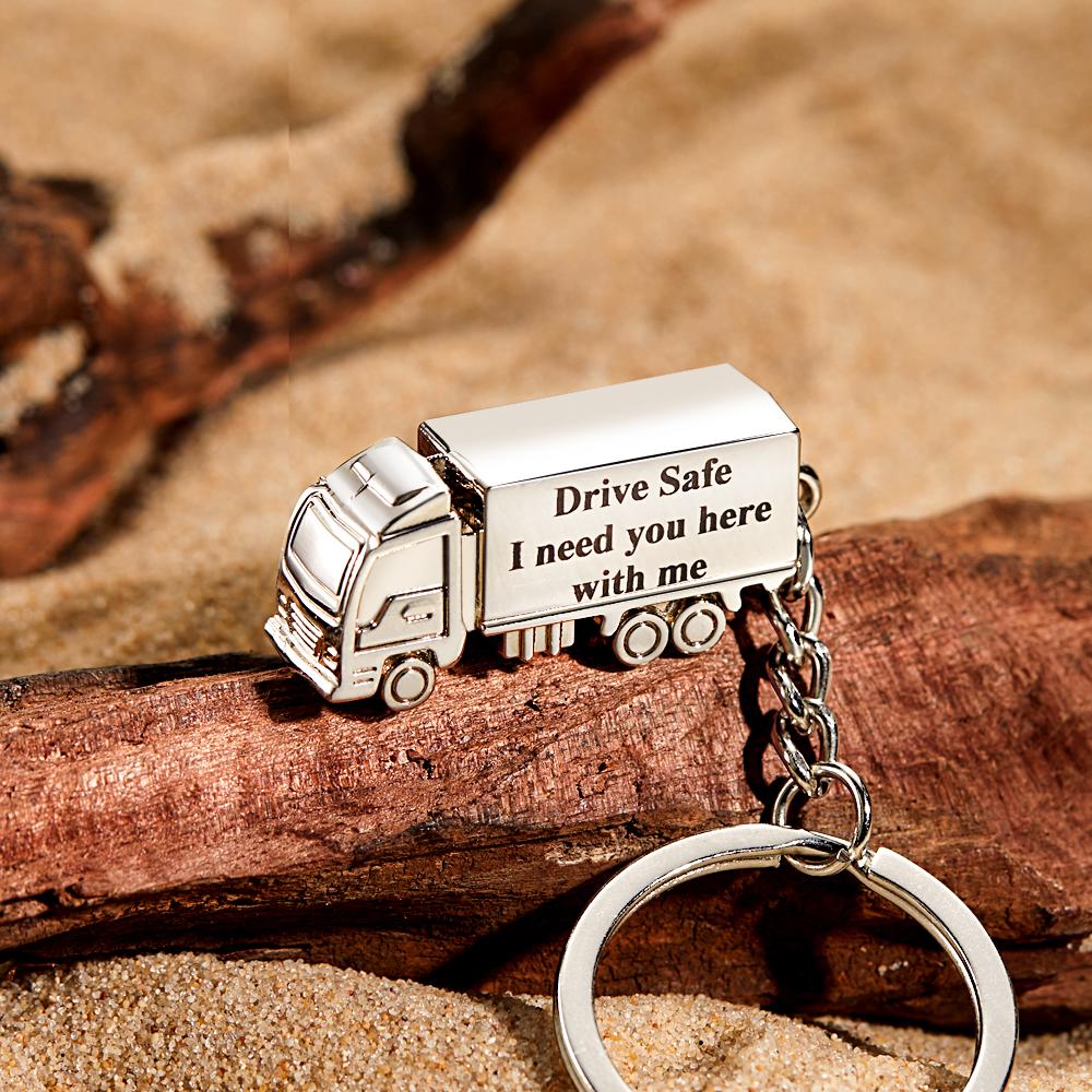 Custom Text Trucker Truck Charm Keychain - Trucker gift for husband, boyfriend, wife, girlfriend - Personalized Keychain