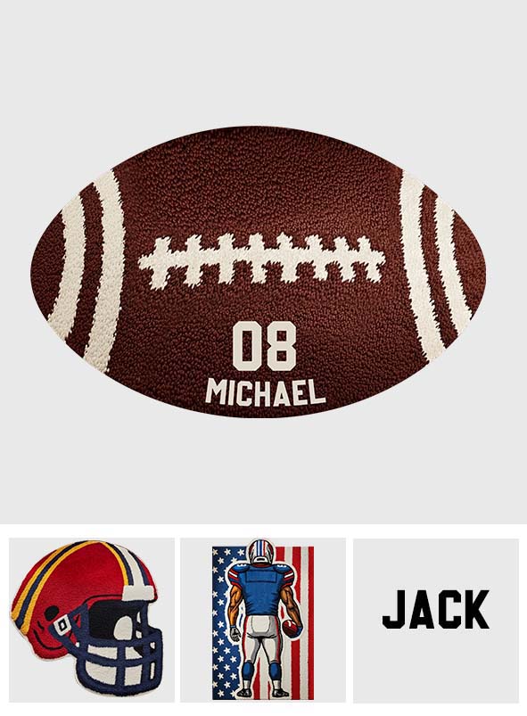 Football Player - Personalized Football Non-Slip Tufted Rug