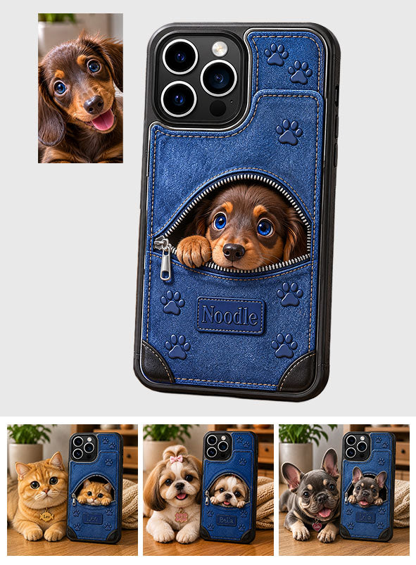 Any Photo Cute Peeking Pets - Personalized Dog Fully Printed Wallet Phone Case