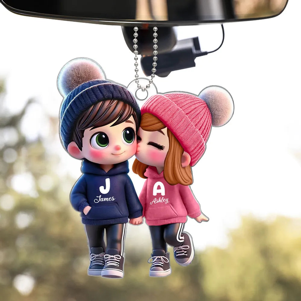 Personalized Cup - Cute Couple Kissing Moment - Custom Name Gift for Boyfriend & Girlfriend