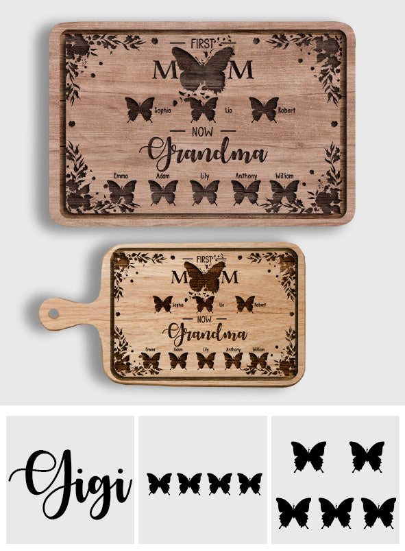 First Mom Now Grandma - Personalized Grandma Cutting Board
