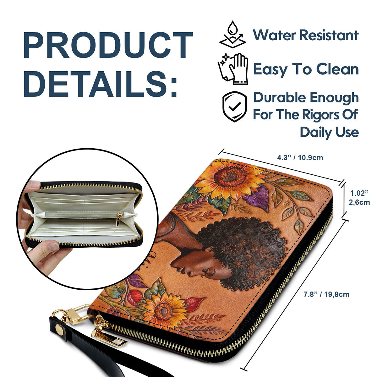Black Queen - Personalized African American Leather Long Wallet
