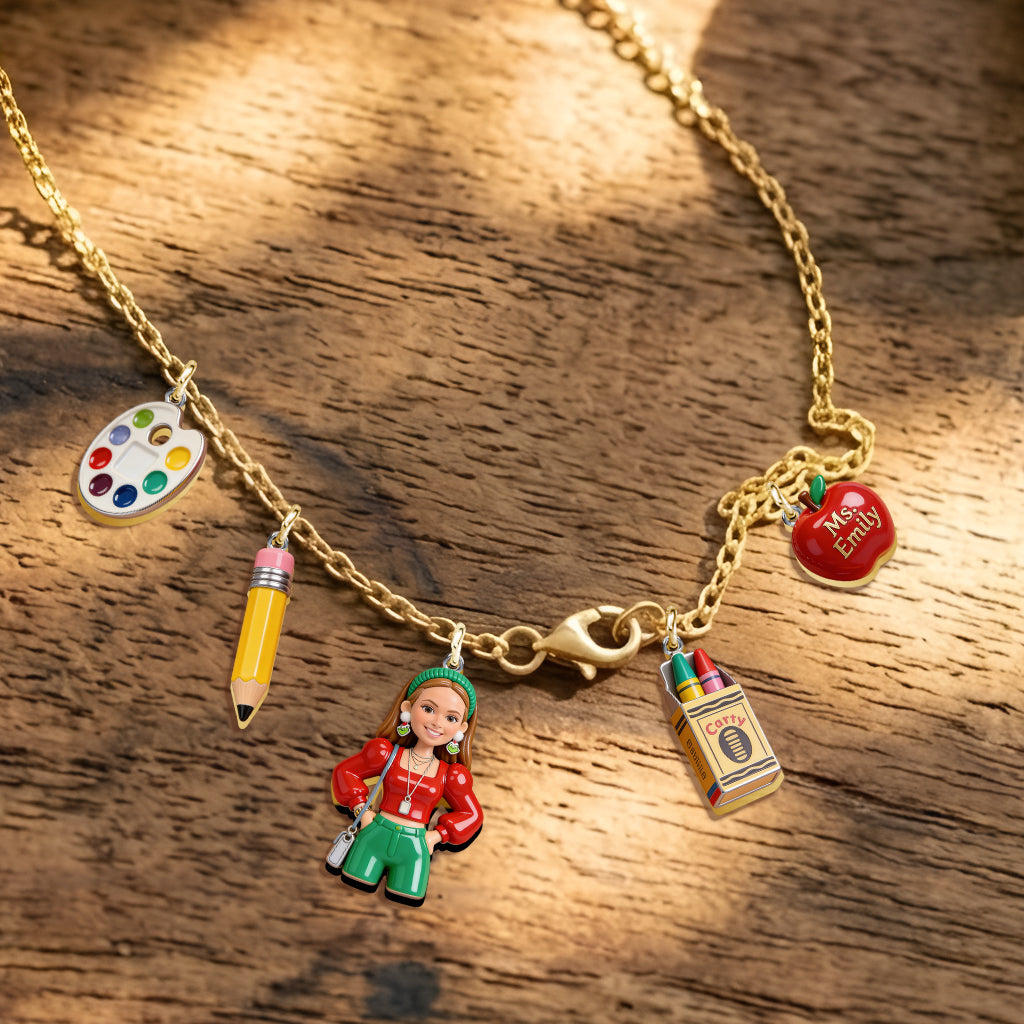 Best Teacher Ever - Personalized Teacher Metal Necklaces With Pendants
