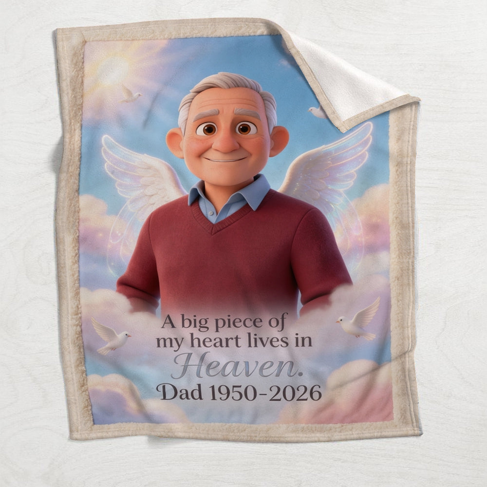 A Piece Of My Heart Lives In Heaven - Personalized Memorial Blanket