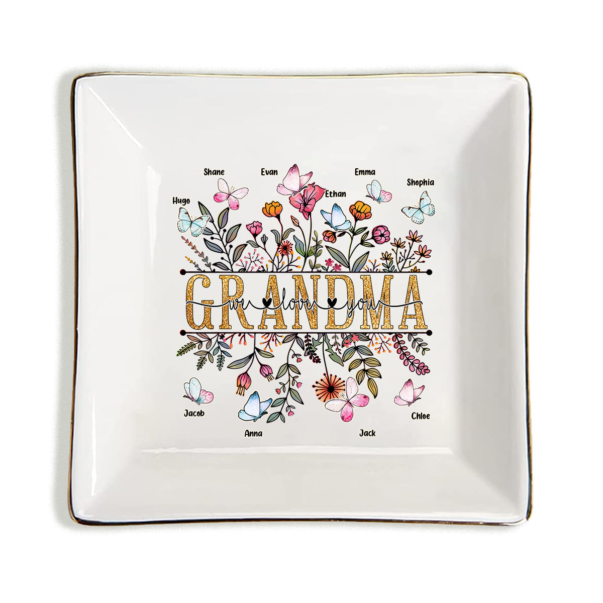 Grandma We Love You - Personalized Mother's Day Grandma Jewelry Dish