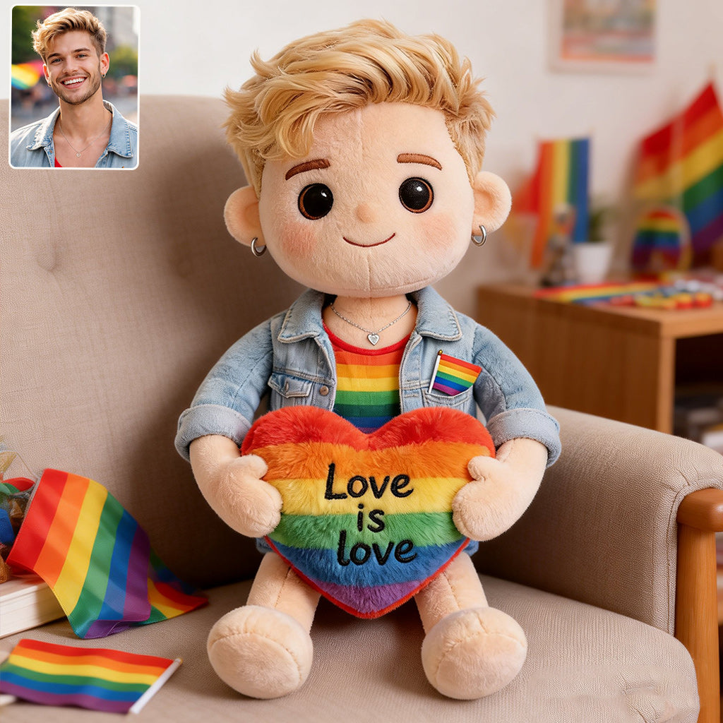Custom Any Photo, Love Is Love - Personalized LGBT Support Premium Faux Fur Pillow