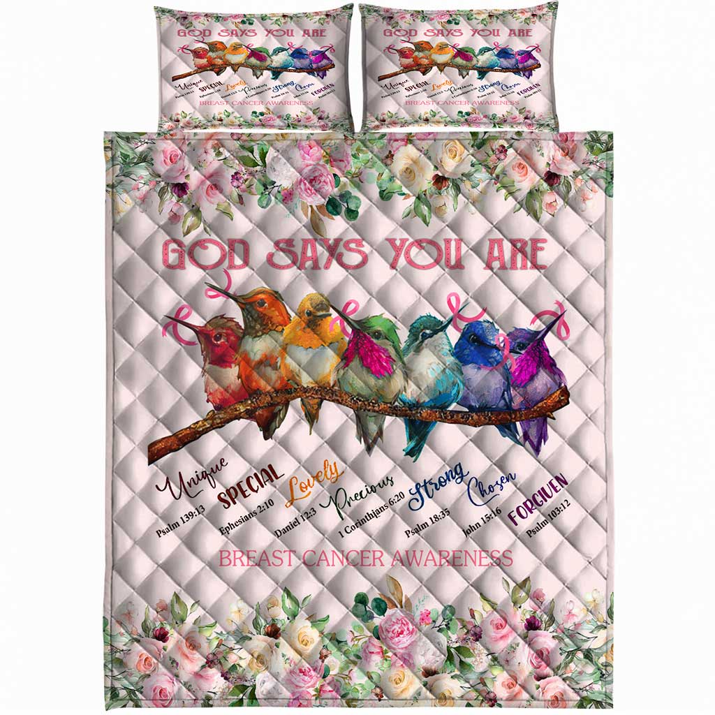 God Says You Are - Breast Cancer Awareness Quilt Bed Set