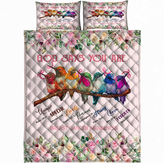 God Says You Are - Breast Cancer Awareness Quilt Bed Set