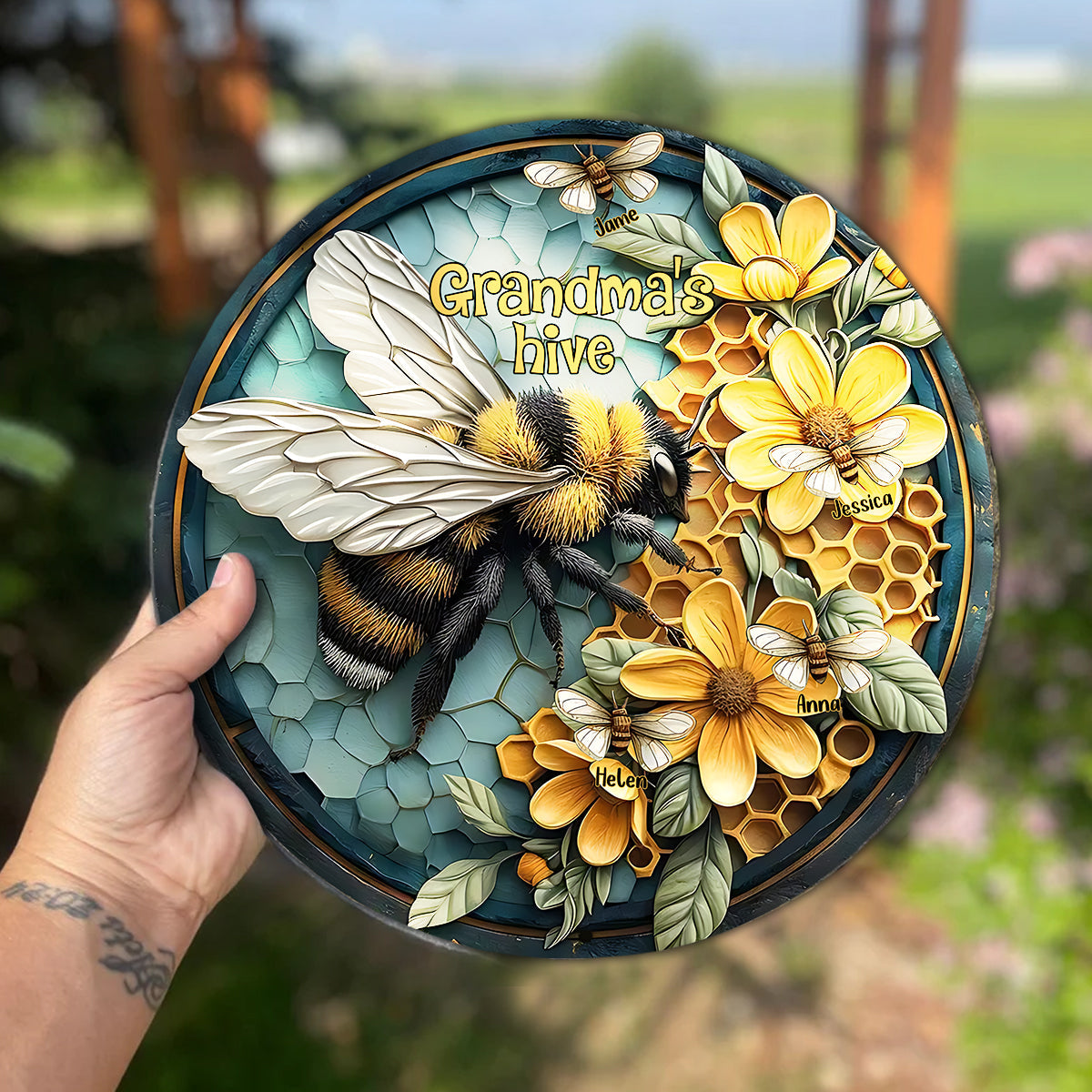 Grandma's Hive Any Title - Personalized Grandma Round Shaped Stone