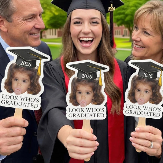 Personalized Graduation Fan with Childhood Photo, Look Who's Graduated, Unique Creative Gift for Grad Celebration
