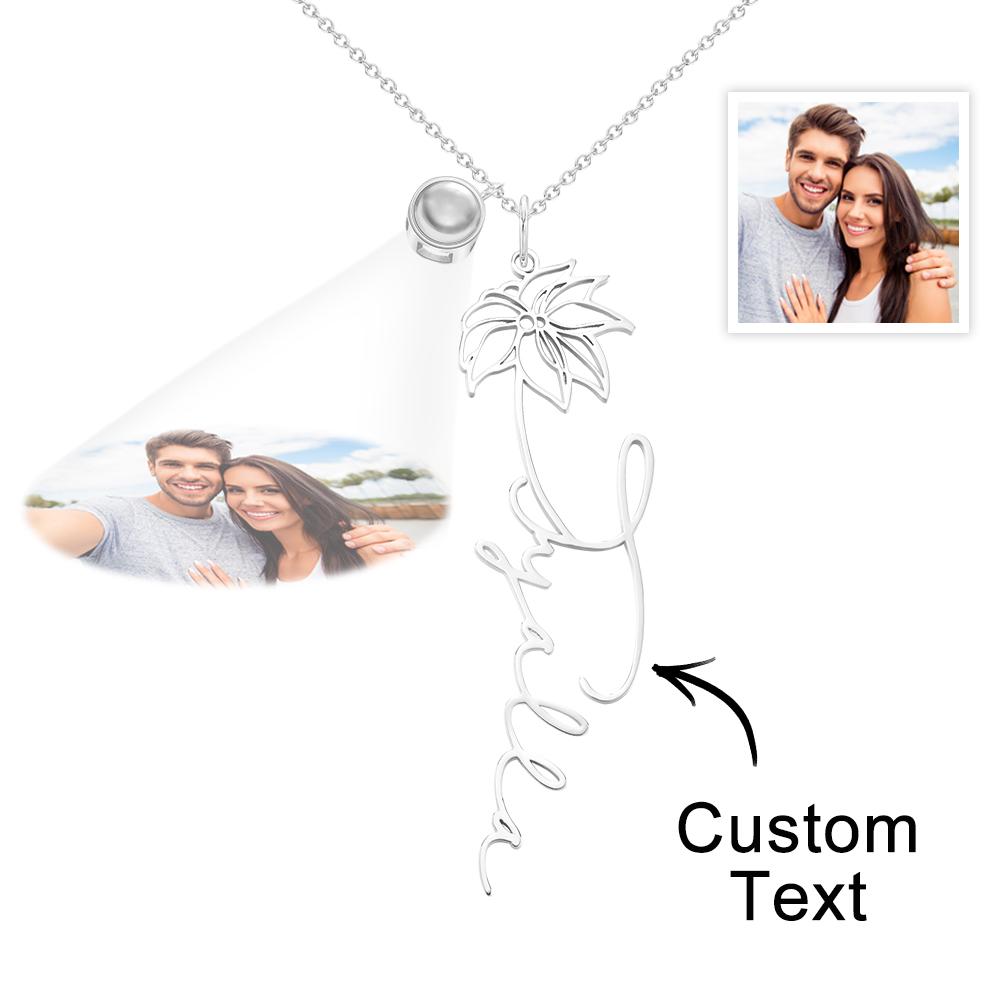 Birth Flower Photo Projection Charm - gift for anyone, who lost a loved one - Personalized Birth Flower Photo Projection Charm
