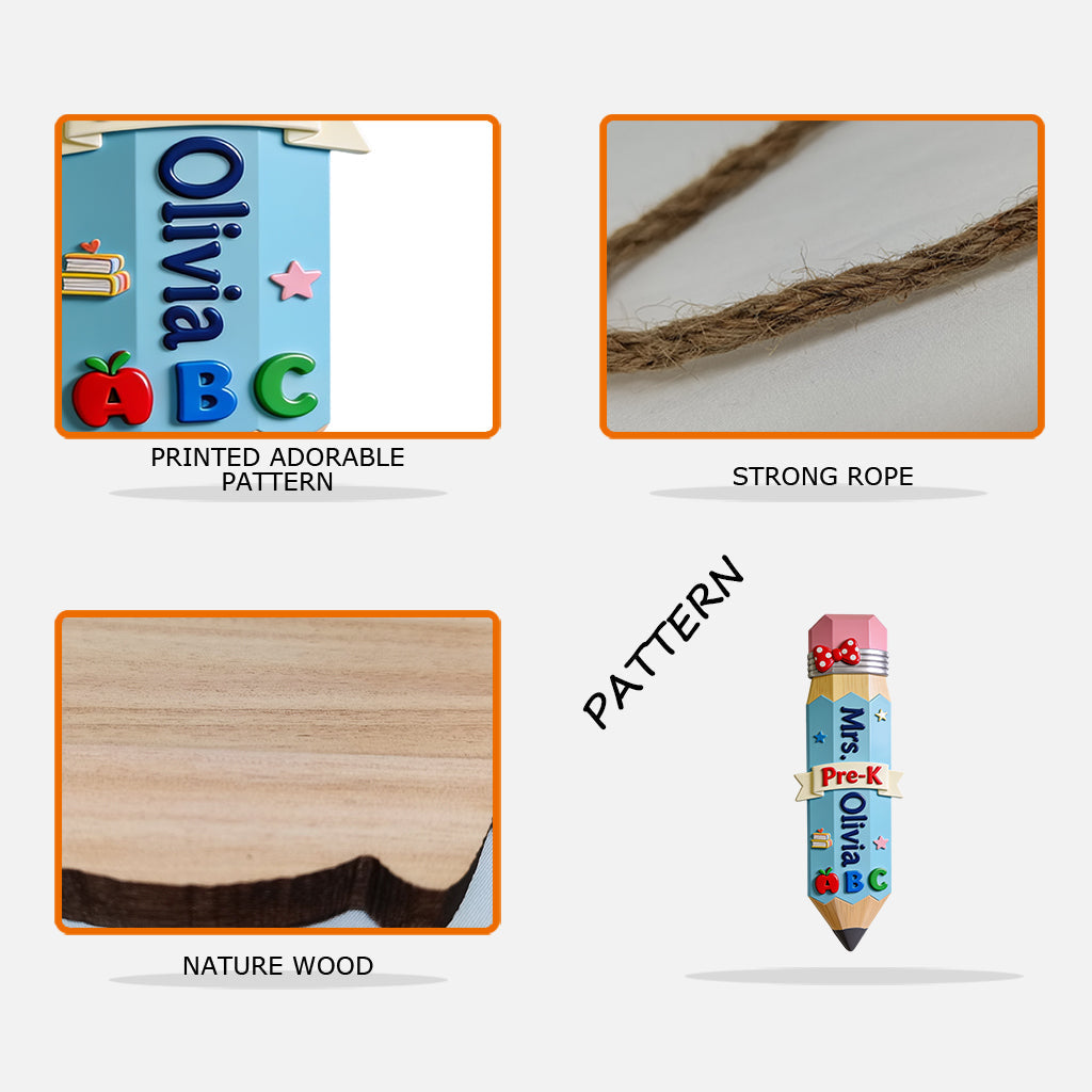 Giant Pencil 3D Shaped Wall Sign - Personalized Teacher Custom Shaped Wood Sign