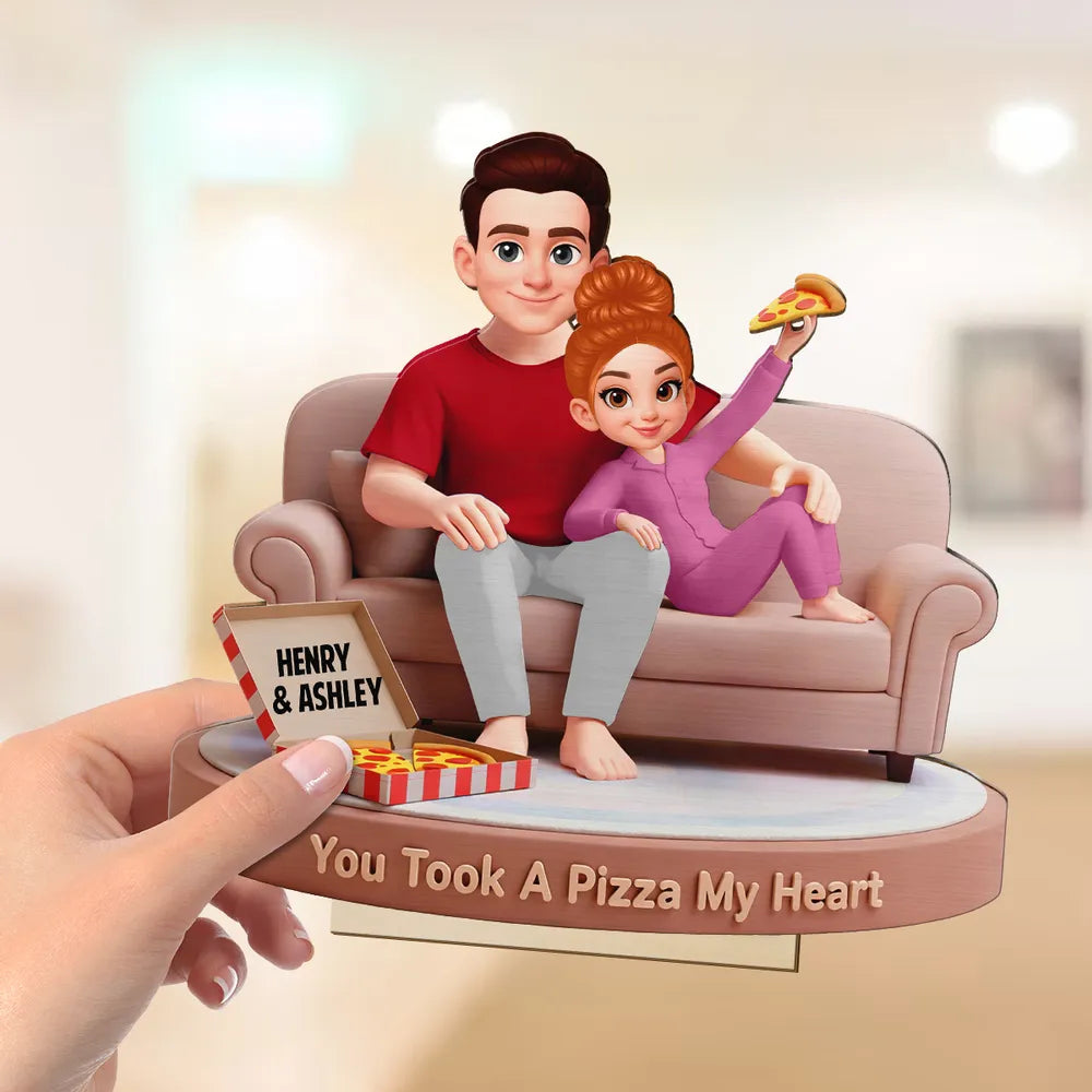 You Took A Pizza My Heart Wooden Plaque - Personalized Cute Couple Home Decor, Funny Romantic Gift