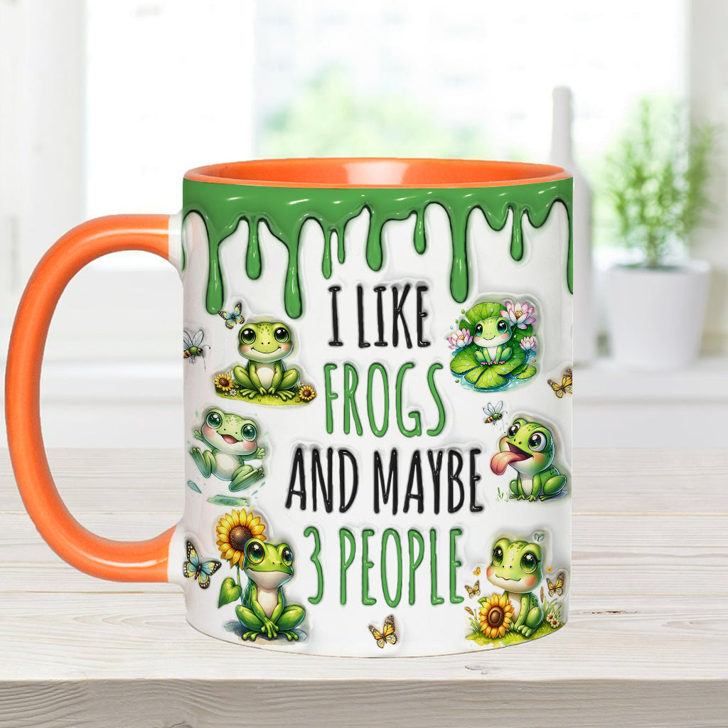 I Like Frogs & Maybe 3 People - Personalized Frog Accent Mug