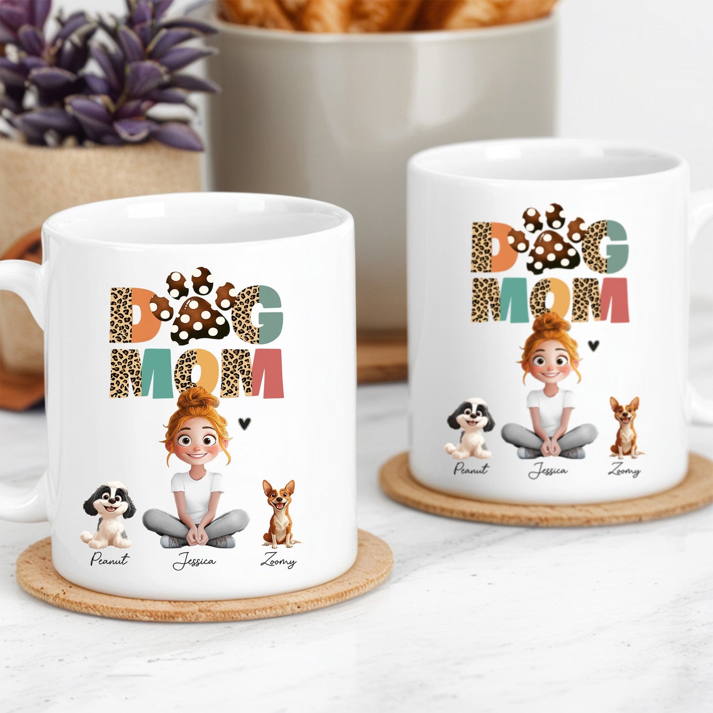 Cartoon Dog Mom Custom Mug – A Unique Surprise for Mother's Day, Valentine's Day, or Pet Lovers