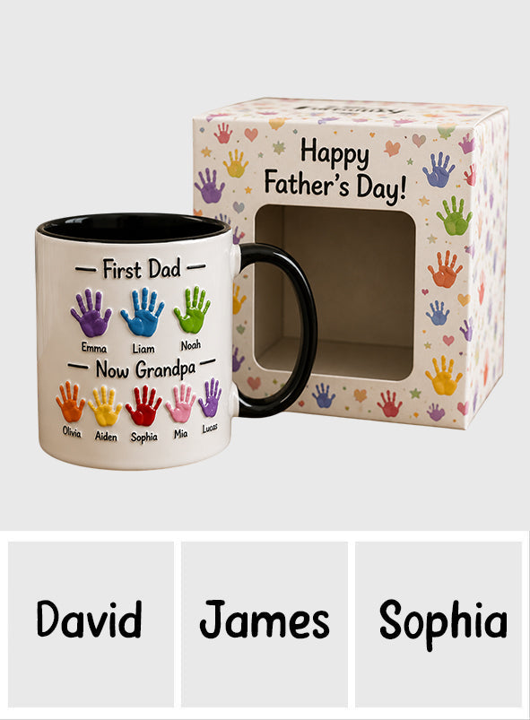 First Dad, Now Grandpa - Personalized Grandpa Accent Mug With Gift Box