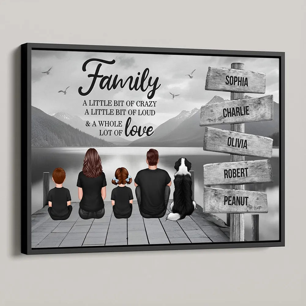 Beach Landscape Family A Little Whole Lot of Love Sign Posts Personalized Poster or Plaque or Ornament or Keychain, Home Decoration, Gift For Family