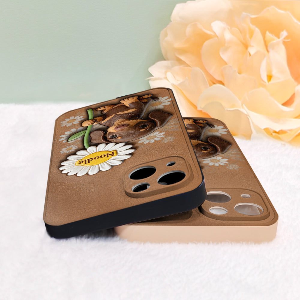 Custom Any Photo - Personalized Dog 3D Embossed Leather Phone Case